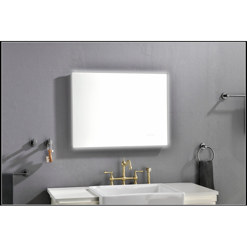 Meuble-lavabo à miroir 32 po x 24 po à DEL avec rétroéclairage, éclairage mural réglable anti-buée