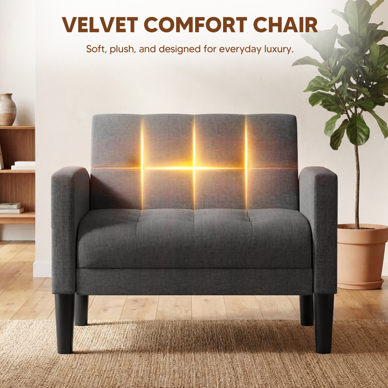 Upholstered Armchair, Linen Dark Grey