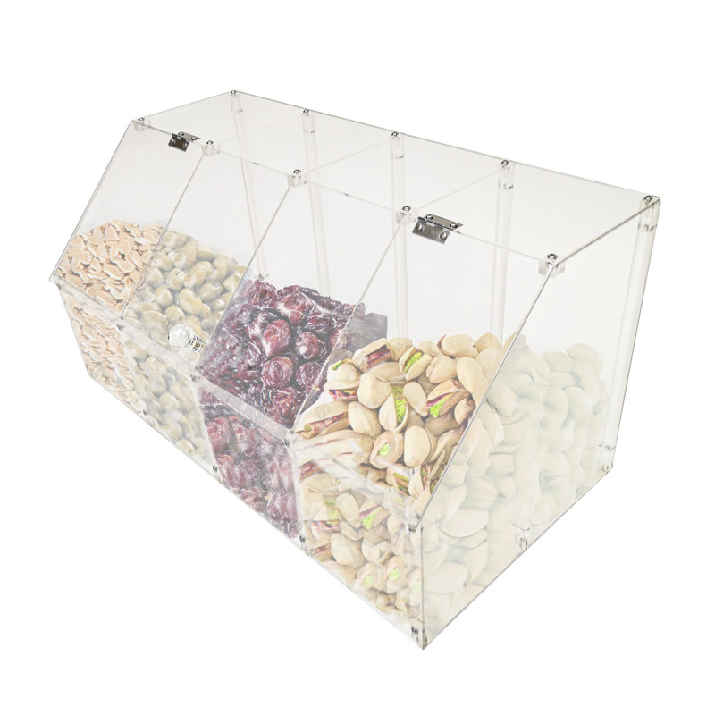 24 X 12 X 12" Acrylic Bin Plaxiglass Organizer 4 Compartments Display Bin For Candy, Cereal, Chocolate Coffee Bean Assembly Video Provided