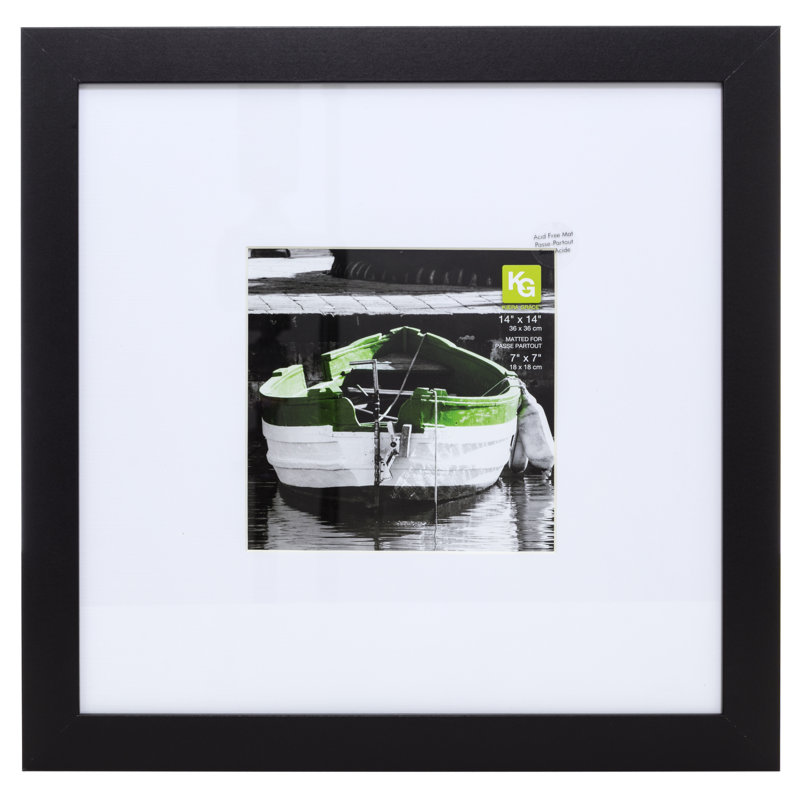 Cadre photo Kford Grace Mirabelle Classic Mattford, grand cadre 14 po x 14 po, cadre en bois à suspendre au mur, cadre durable pour présentation de photos, noir
