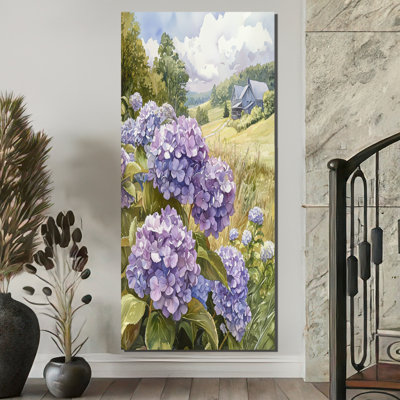 «Isaiaha», champ d'hortensias dans la prairie de la ferme - hydrangées, art mural