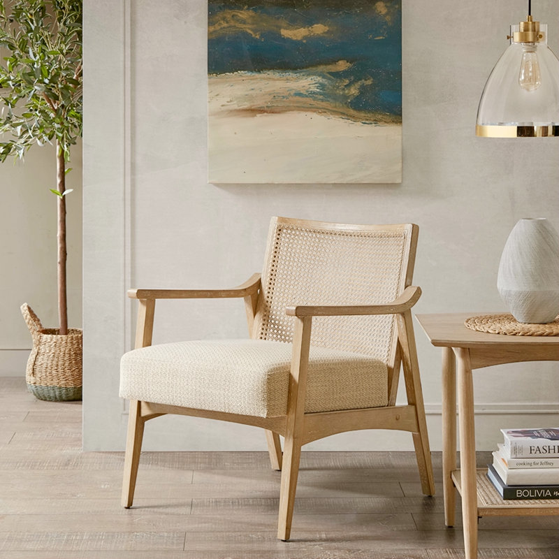 Fauteuil d'appoint tissé à panneau en bois