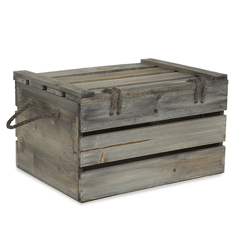 Caisse en bois, H 7 po x l 12 po x P 9 po, Gris délavé