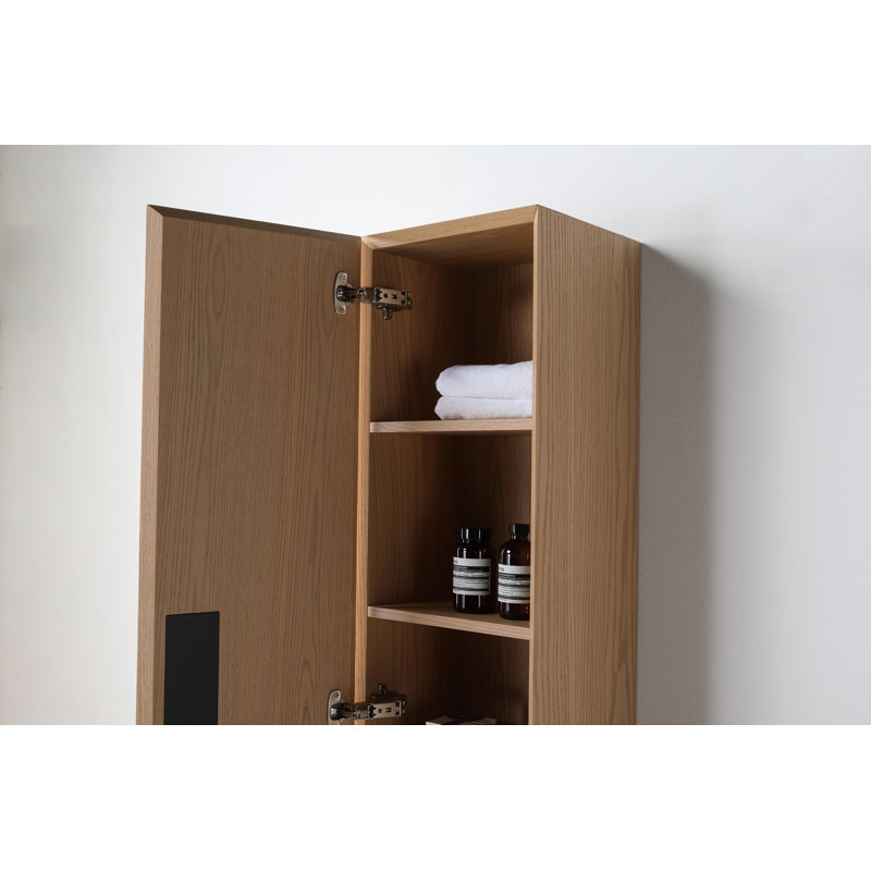 Boler 13" Wall Mounted Side Cabinet, Whitewash Oak