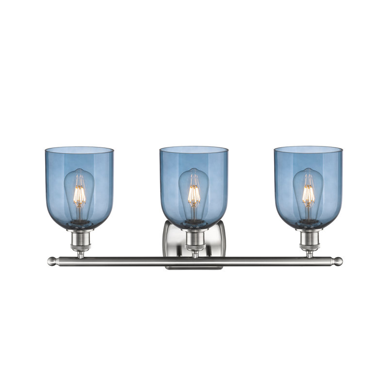 Anacaren 3 - Light Dimmable Vanity Light, Princess Blue, Brushed Satin Nickel