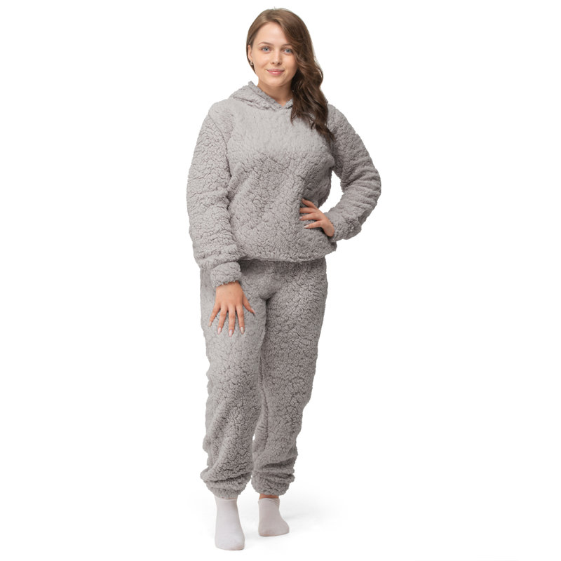 Owego Fleece Bathrobe with Hood, 63" W x 63" L, Grey