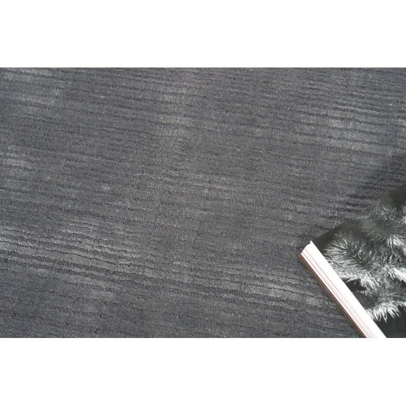 Cavallo Modern handloomed Nylon/Wool Silver Area Rug, Dark Gray, Rectangle 6' x 9'