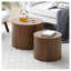 Ensemble de 2 tables basses gigognes rondes, tables d'appoint modernes en MDF avec détails en relief pour salon et chambre, fini noyer