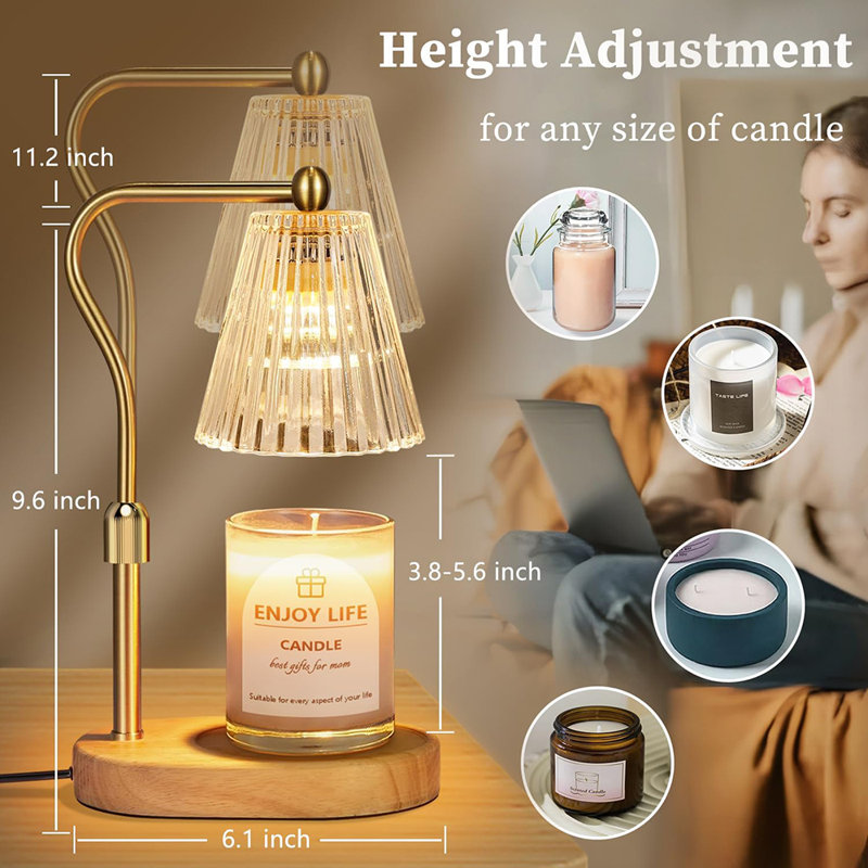 Lampe chauffante à hauteur réglable avec gradateur, Doré