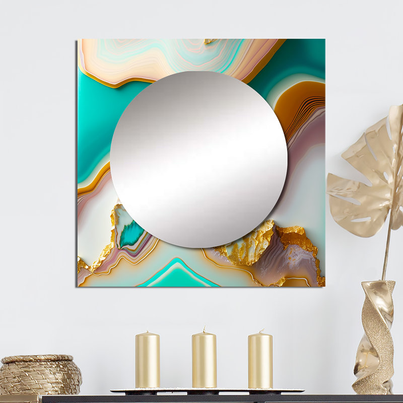 Naamana - Miroir carré à formes abstraites pour décoration murale, 23 po x 23 po