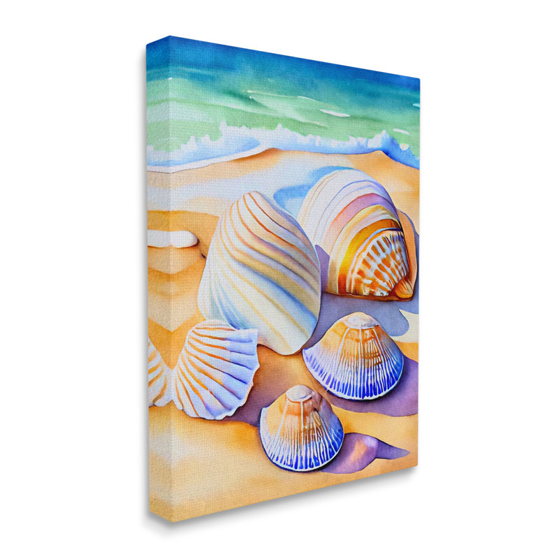 Highland Dunes Vibrant Seashells On Shore, art de la giclée encadrée par LSR Design Studio, H 30 po x l 24 po x P 1,5 po