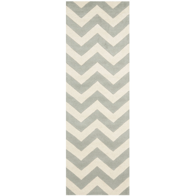 Teresita Hand Tufted Wool Chevron Rug, Runner 2'3" x 9'