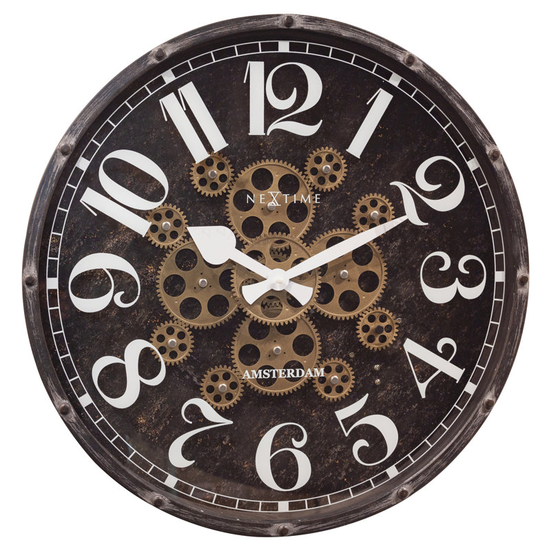 Henry Metal Wall Clock, Brown/White