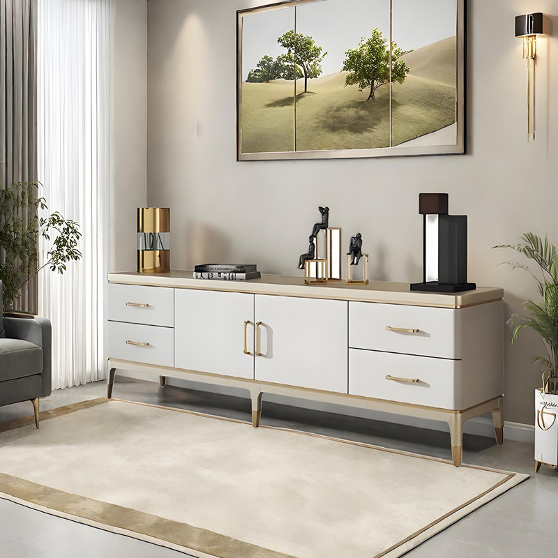 Meuble télé avec tiroirs de rangement Modern, H 24,01 po x L 78,74 po x l 15,74 po