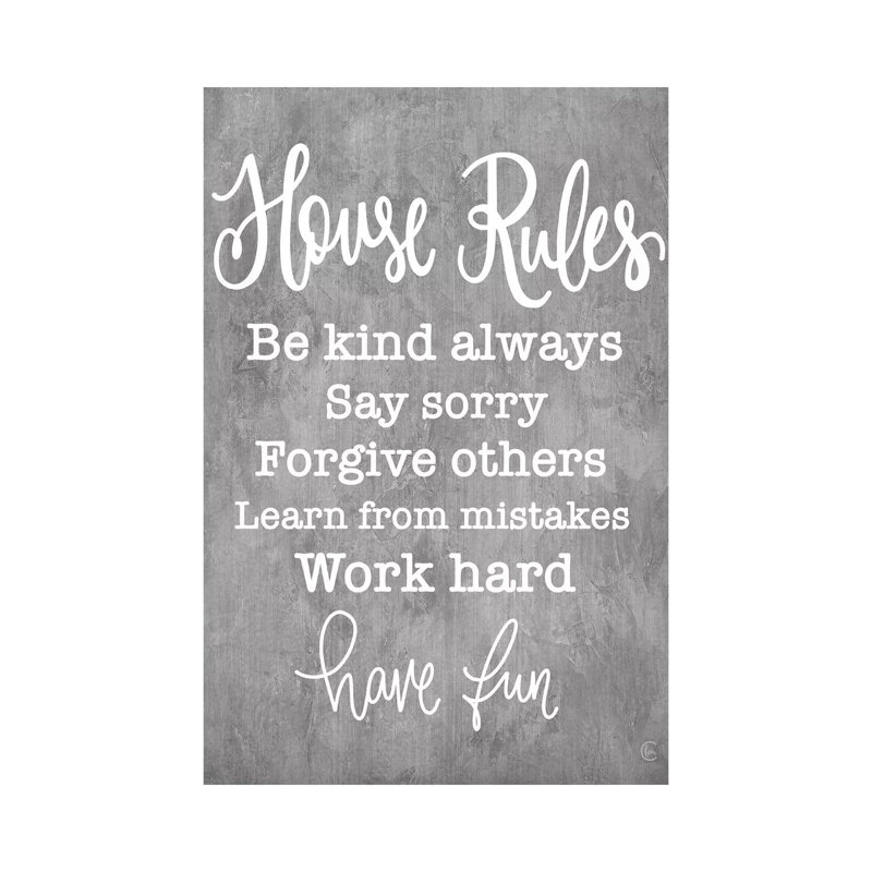 House Rules - Print on Canvas, Wrapped Canvas, 66.04cm H x 45.72cm W x 3.81cm D