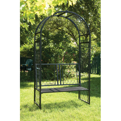 Port Clyde 121cm W x 60cm D Steel Arbour in Black