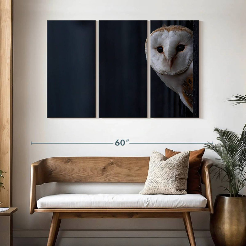 Hibou regardant dehors, H 32 po x l 50 po