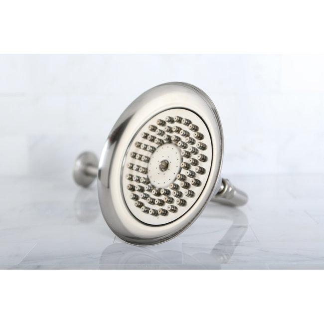 Kingston Brass Shower Scape 6-Inch Round Raindrop Brass Shower Head with 12-Inch Shower Arm, Brushed Nickel