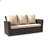 67.7" All-Weather Wicker 3-Seat Patio Sofa With Thick Biege Cushions & Black Frame