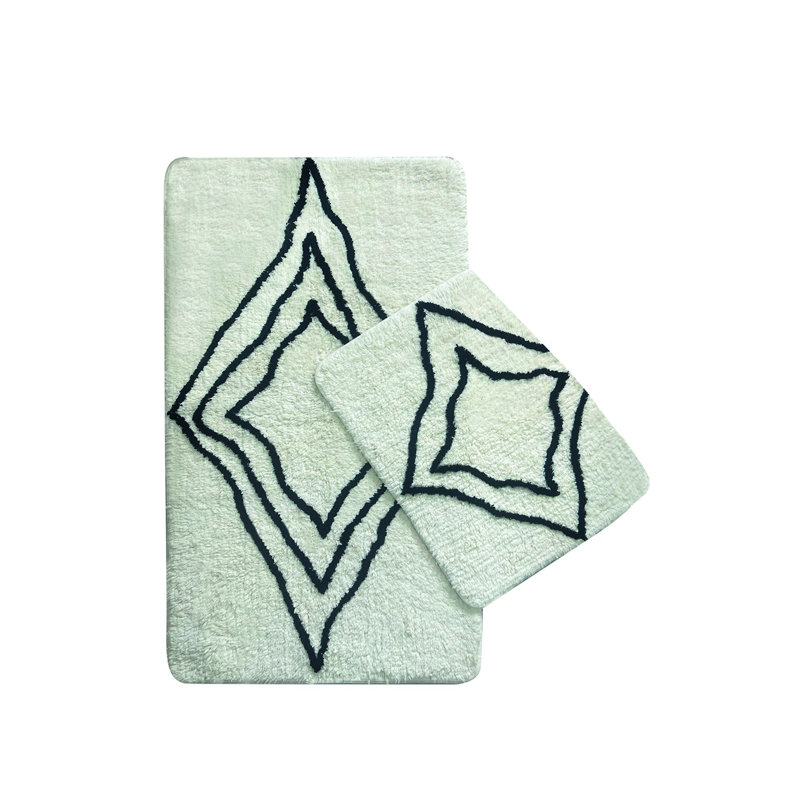 Soft Cotton Bathmat Set (2 Pieces), Ecru Color, 23.6 x 39.4 inches & 19.7 x 23.6 inches | 100% Natural Cotton, Machine Washable, Quick-Drying | Ideal for Bathroom Comfort & Style, Durable & Easy Care
