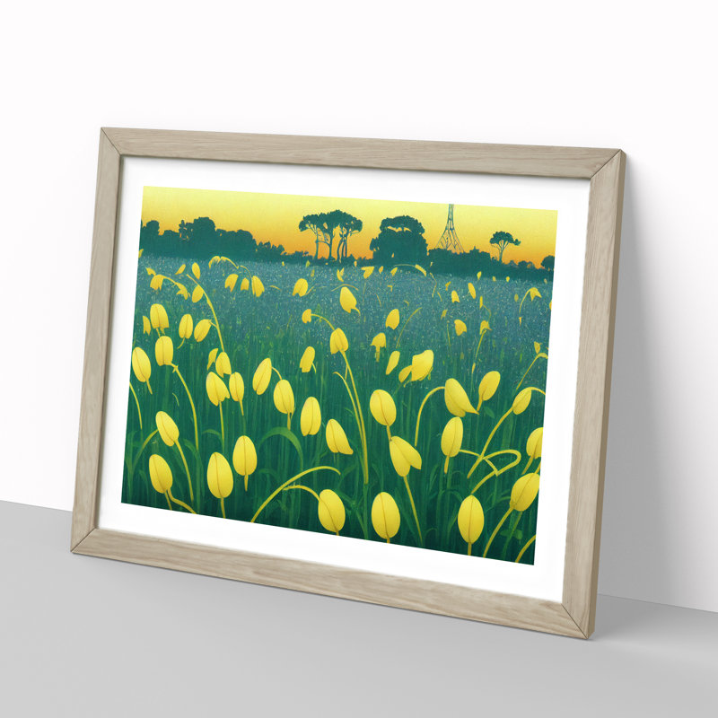 A Field Of Flowers - Single Picture Frame Print, Oak Framed, 46cm H x 64cm W x 2cm D
