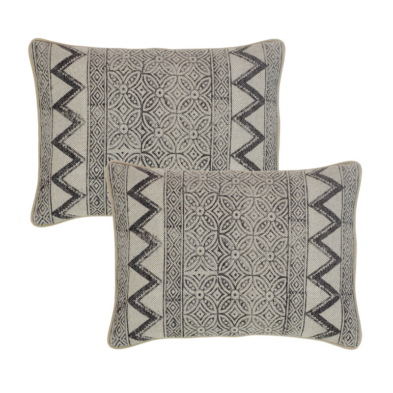Housse de coussin décoratif à imprimé bloc 100% coton (ensemble de 2)