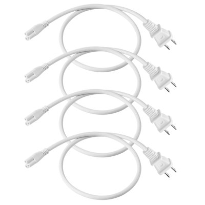 Cordon d'alimentation Barrina T5 de 2 pi, fiche à 2 broches, extrémité femelle, câble d'alimentation avec prise pour luminaires de magasin / de croissance, 4 paquets
