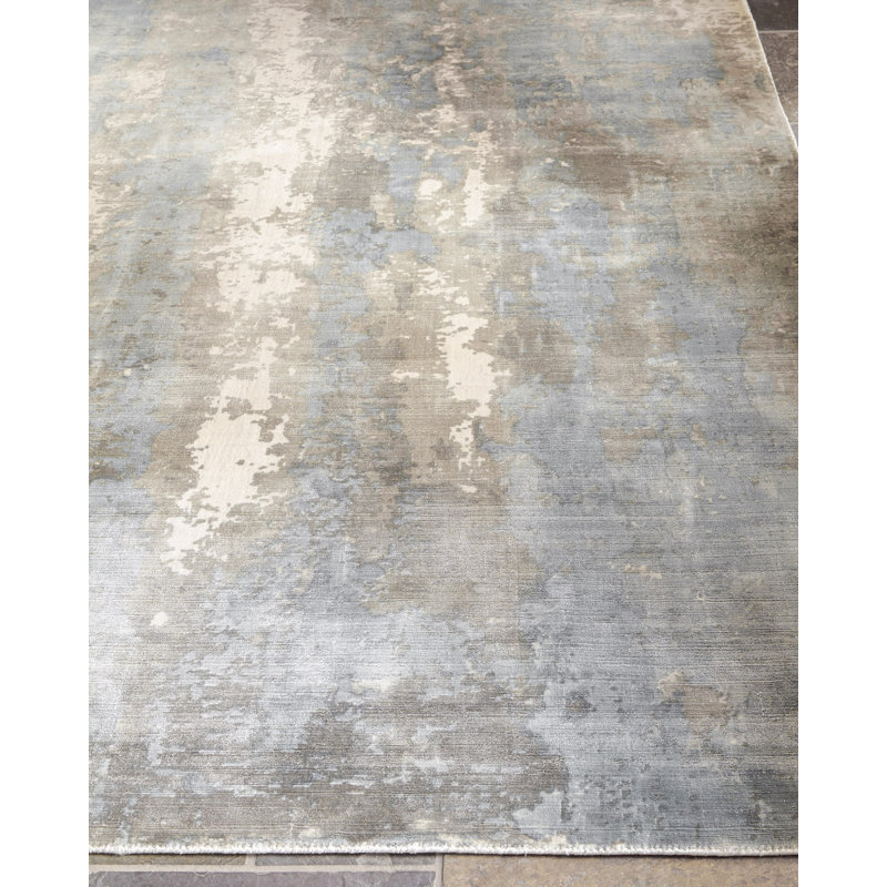 Koda Handmade Synthetic Silver/Blue/Brown Area Rug, Rectangle 8' x 10'