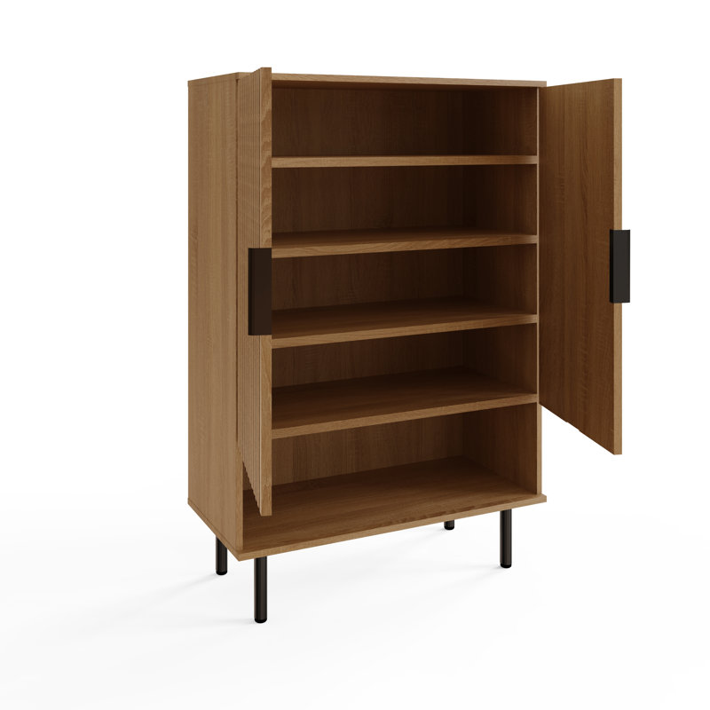 Tarel 15 Pair Shoe Storage Cabinet, Oak/Black