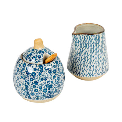 Nuvo Hand Painted Sugar And Creamer Set with Lid