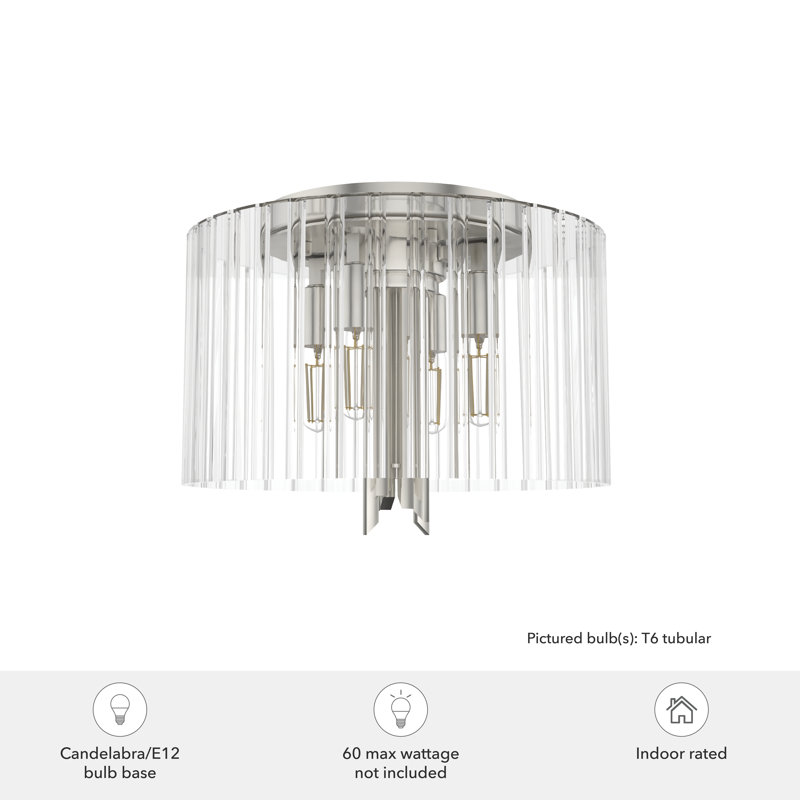Gatz 4 Light Flush Mount Ceiling Light Fixture, Brushed Nickel