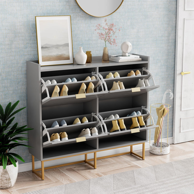 20 Pair Flip Down Shoe Storage, Grey