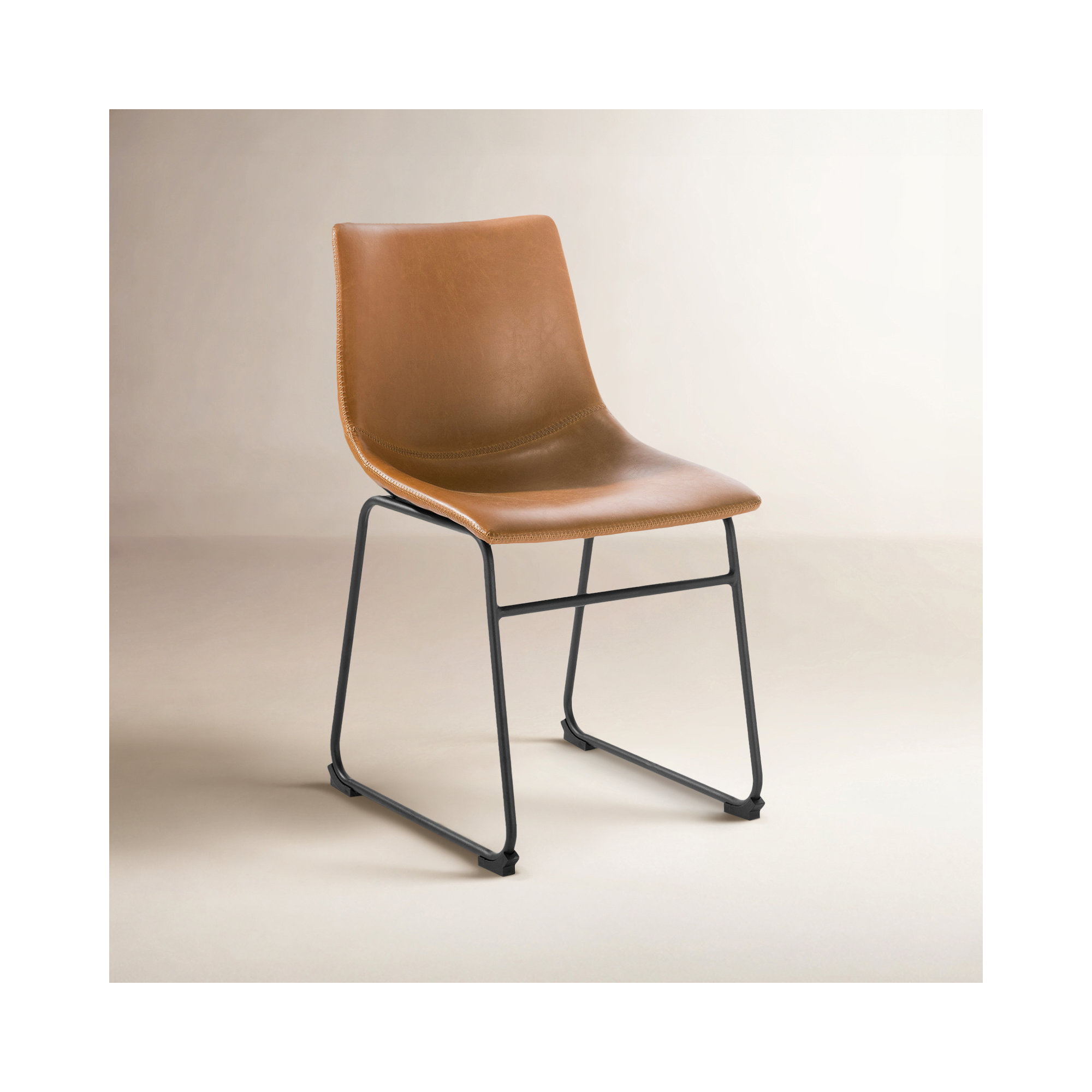 Bela Dining Chair, Tan Faux Leather