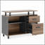 Bureau de direction en L de 63 pouces avec classeur, poste de travail moderne spacieux pour la maison et le bureau, brun rustique et finition noire