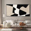 Géométrique abstrait moderne noir et beige formes salon grand art mural encadré décor à la maison (assemblage de cadre requis)-107133572
