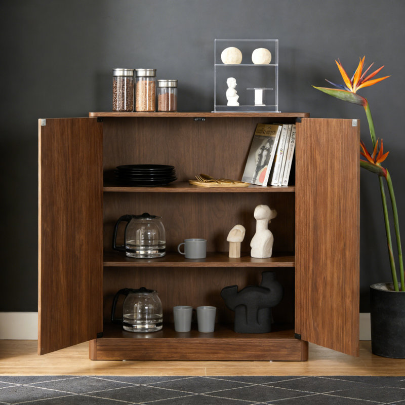 armoire de rangement à contour incurvé, Noyer
