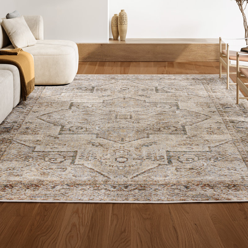 Tapis crème / brun Lynnann, Rectangle 5 pi 3 po x 7 pi 7 po