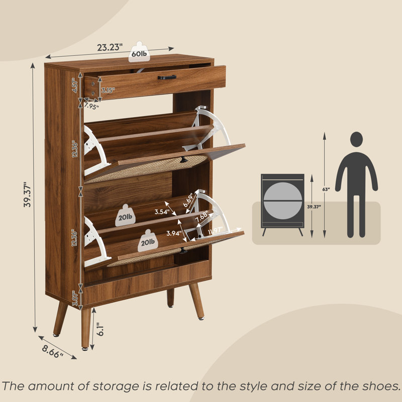 Armoire de rangement Cerina Boho, Noyer