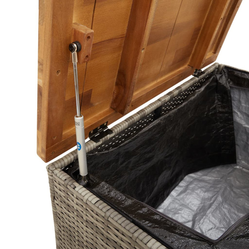 Garden Storage Box 80X40x48 Cm Poly Rattan Acacia Wood, Grey/Brown