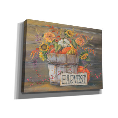 «Fall Harvest Bucket» par Pam Britton, reproduction d'art sur toile tendue