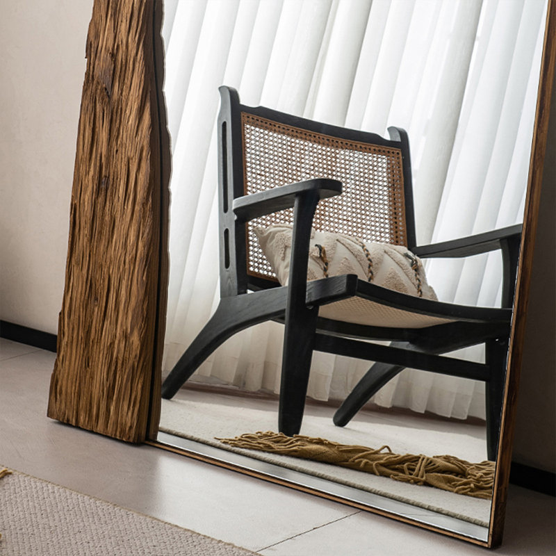Miroir pleine grandeur rectangulaire en bois massif, 74,8 po x 43,31 po