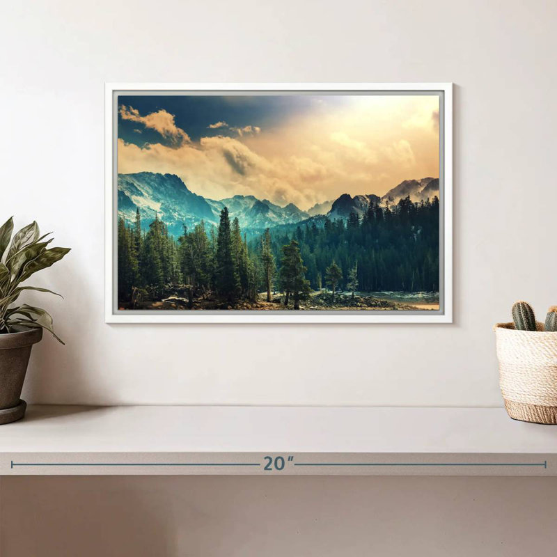 Paysage de montagnes de la Sierra Nevada, Cadre flottant blanc, 13 po x 9 po