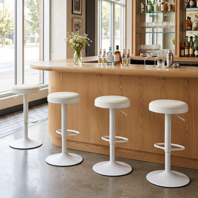 Bar Stools Set of 4, Kitchen Bar Stools with Height Adjustment, Swivel Function Gray