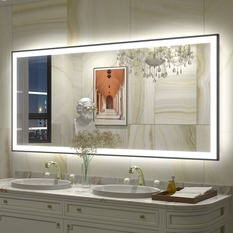 Aevar UL Certified Front & Back LED Anti-Fog Tempered Glass Framed Bathroom/Vanity Mirror with 3-Year Warranty, 60" x 28"