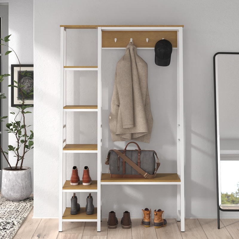 Gabby 42.52 " Wide Hall Tree with Shelves, White