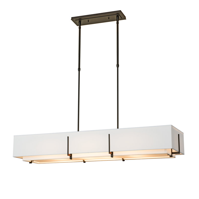 Exos 4 - Light Unique/Statement Linear Pendant, Natural Anna Shade, Oil Rubbed Bronze