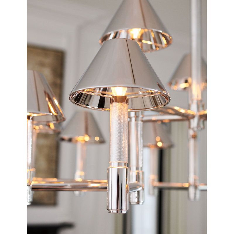 Ralph Lauren Barrett 9 Light Chandelier, Polished Nickel