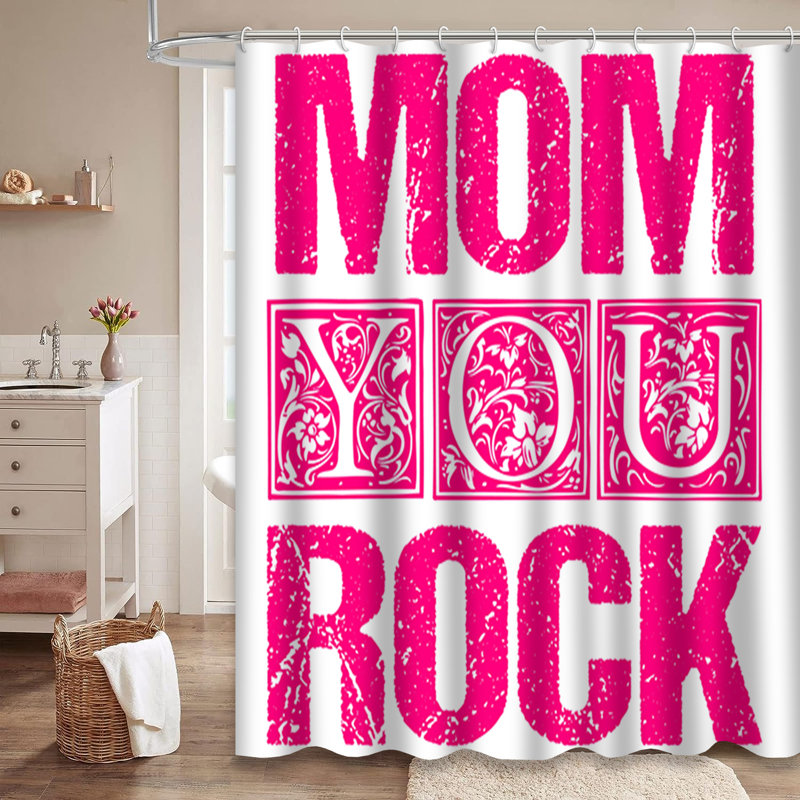 Rideau de douche à 12 crochets Mom You Rock Celebration, L 72 po x l 84 po