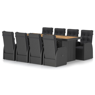 8 - Person Wicker Patio Dining Set with Rectangular Table , Cushions Included