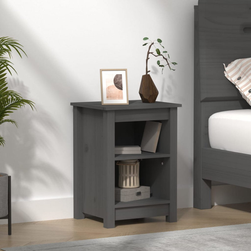 Brayden Studio Bedside Cabinets 2 Pcs 40X35x55 Cm Solid Wood Pine, Grey, Individual
